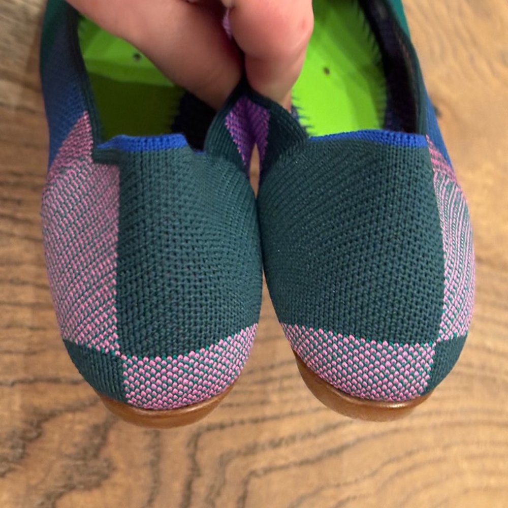 Rothys Multicolor Pointed Toe Textile Check Slip … - image 2